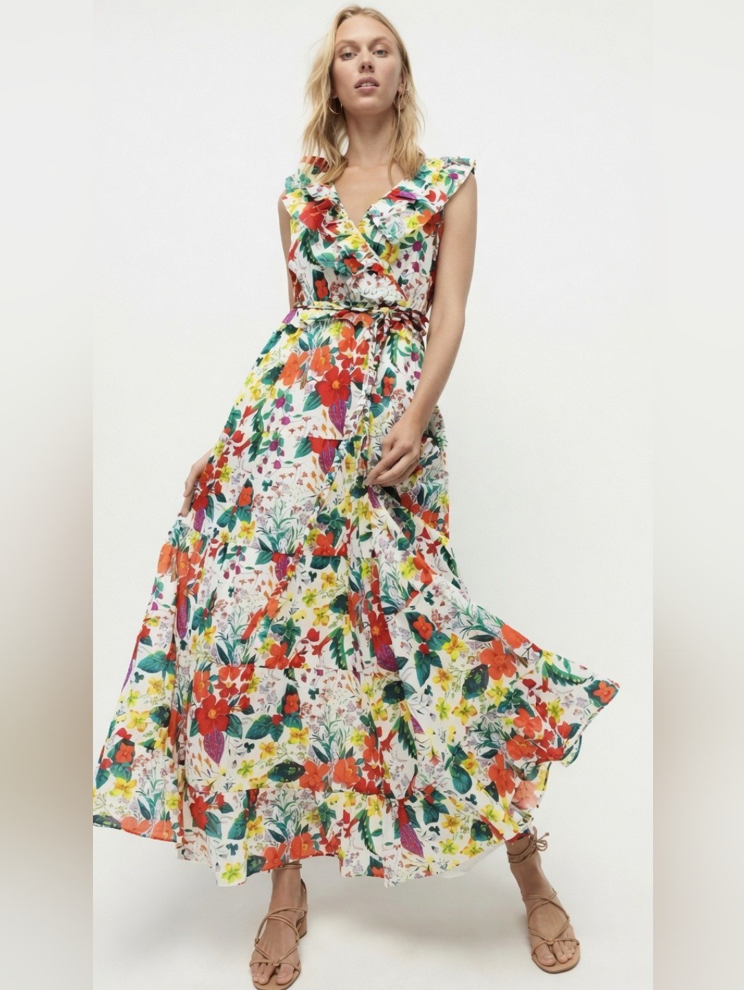 Nwt J.Crew Ruffle-Front Maxi In Ratti Island Botanical Print Cotton Dress 2